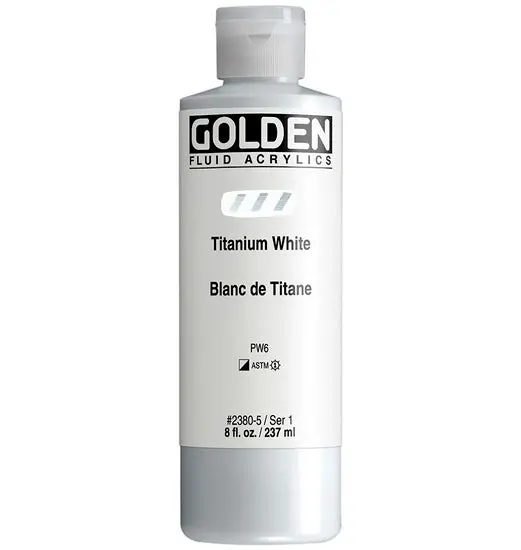 Titanium White Acrylic Fluid Paint – 8 Oz, High-Flow Consistency 1