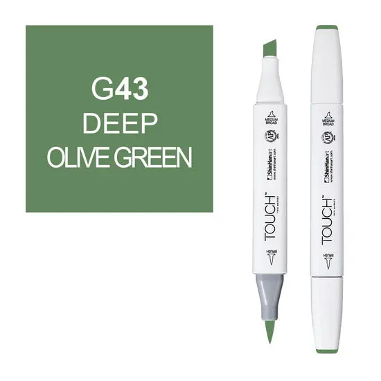 Touch Brush Marker In Deep Olive Green – Fine Art & Illustration Ink 1