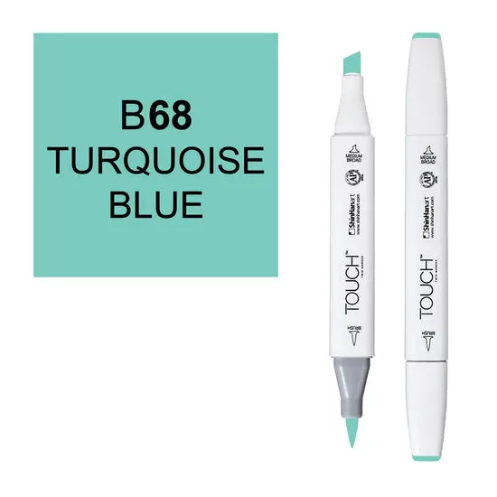 Touch Brush Marker In Turquoise Blue – Flexible Nylon Tip, Alcohol-Based Ink 1