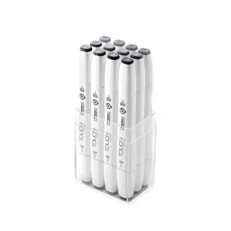Touch Brush Marker Set – 12 Cool Gray Tones – Blendable Alcohol Markers 1