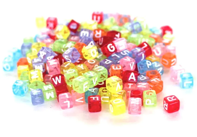 Translucent Rainbow Alphabet Beads – 6Mm Cube, 300-Piece Pack 1