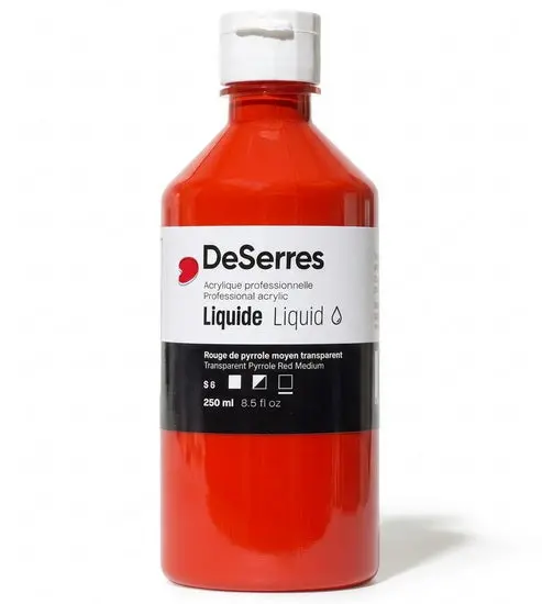 Transparent Pyrrole Red Liquid Acrylic – Medium Series 6, 250 Milliliters 1