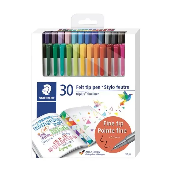 Triplus Fineliner Marker Set – 30-Pack, 0.3Mm Fine Tip For Journaling & Detail Work 1