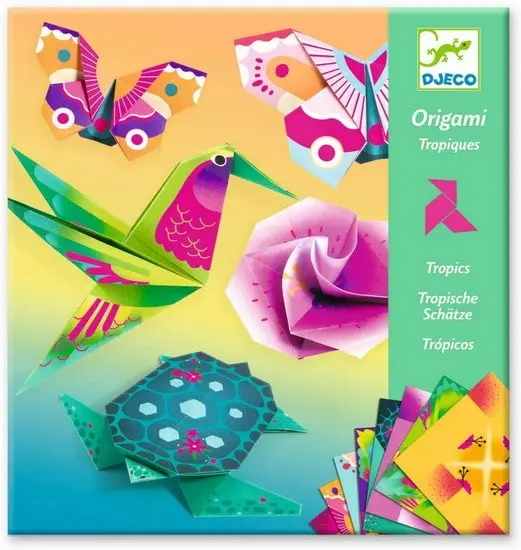 Tropical-Themed Origami Paper Pack And Folding Guide 1