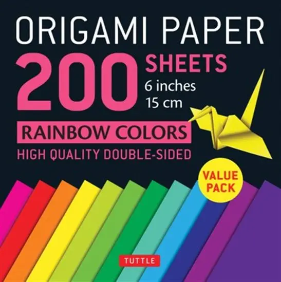 Tuttle Double-Sided Origami Paper Pack – 200 Sheets, Rainbow Colors (15 Cm), Includes 6 Project Tutorials 1