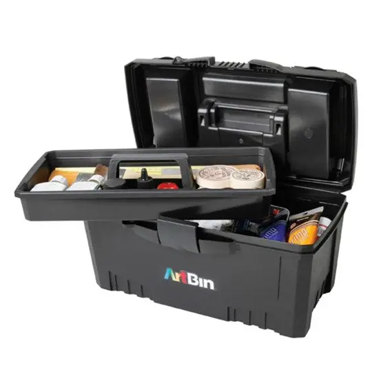Twin Top Storage Box – Sleek Black Organizer For Art Supplies 1