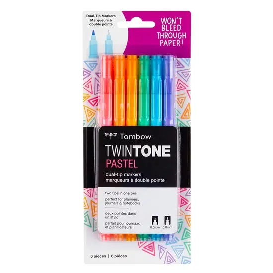 Twintone Dual Brush Marker Set – Six Pastel Shades With Flexible Tips 1