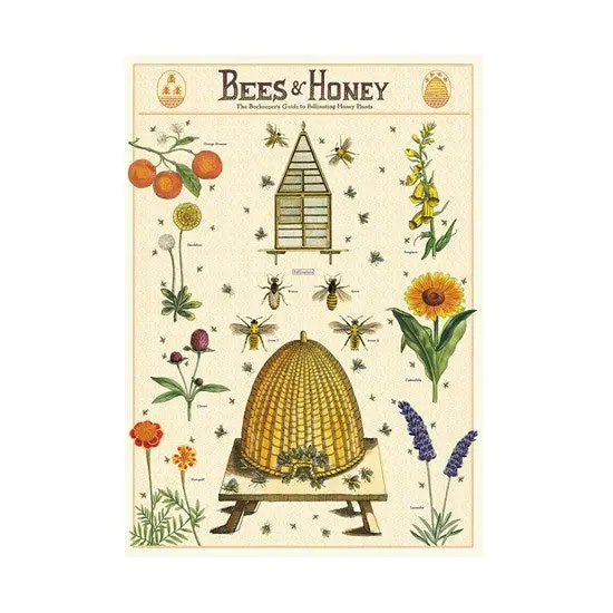 Vintage-Style Bees And Honey Poster – 20″ × 28″ Wall Art Print 1