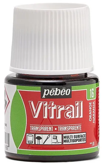 Vitrea Glass Paint – Orange, 45 Ml Bottle 1