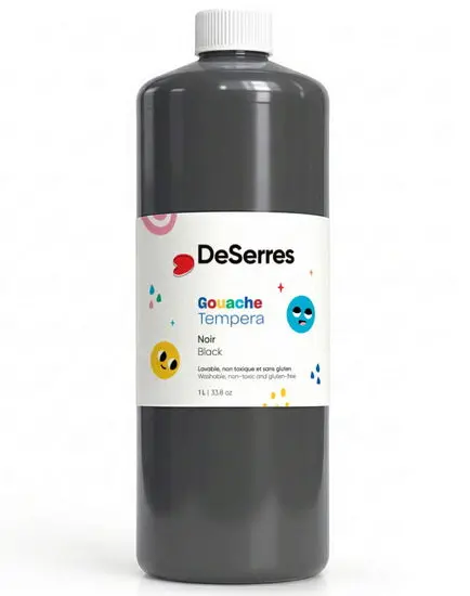 Washable Tempera Paint – 1 Liter – Matte Black 1