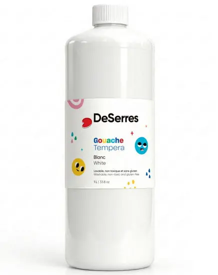 Washable Tempera Paint – Pure White, 1 Litre Bottle 1