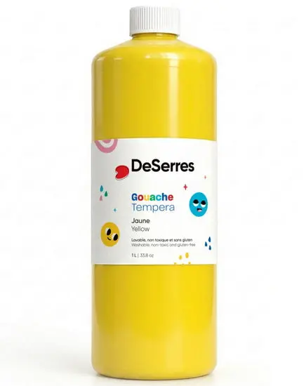 Washable Tempera Paint – Vibrant Yellow, 1-Liter Bottle 1