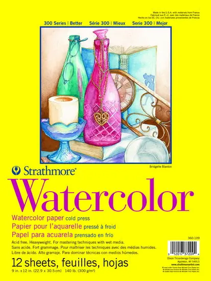 Watercolor Paper Pad – 9" × 12", 12-Sheet Block 1
