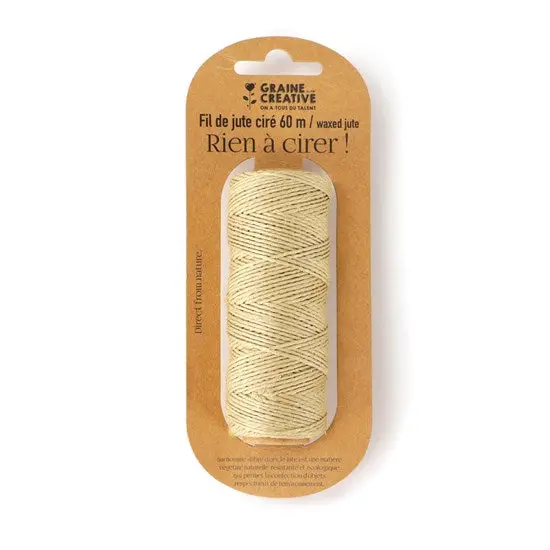 Waxed Jute Twine – Natural Fiber, 60 Meter Spool 1