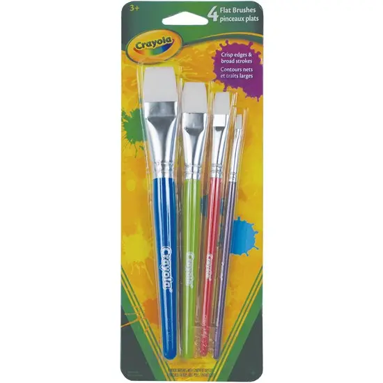 White Taklon Flat Paintbrush Set – 4-Piece Beginner Art Kit 1