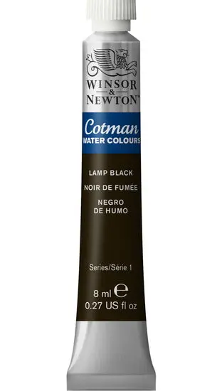 Winsor & Newton Cotman Watercolor In Lamp Black, 8 Ml Tube 1