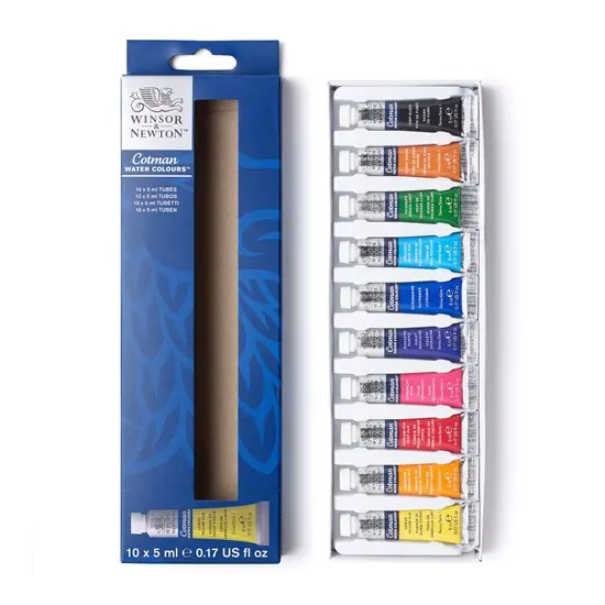 Winsor & Newton Cotman Watercolor Set – 10-Tube Starter Kit (5 Ml Each) 1