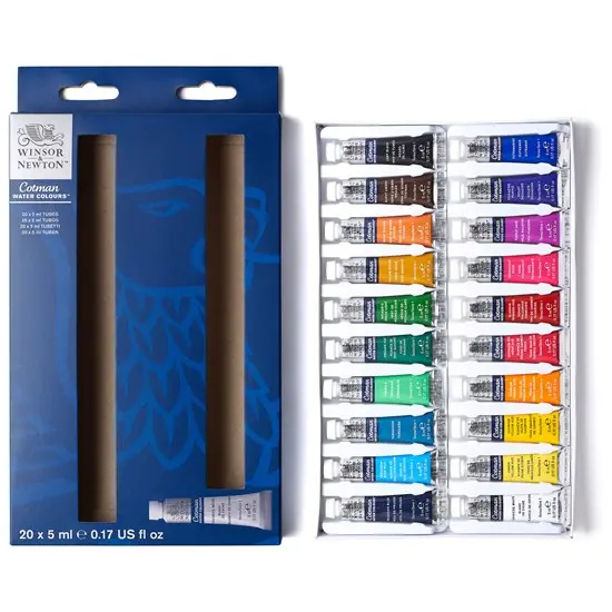 Winsor & Newton Cotman Watercolor Set – 20 Half Pans, 5 Ml Each 1