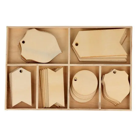 Wooden Label Kit – 36 Pieces, Natural Finish 1