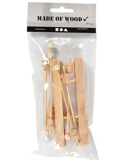 Wooden Miniature Ski Set – Three Pairs With Carved Ski Poles 1