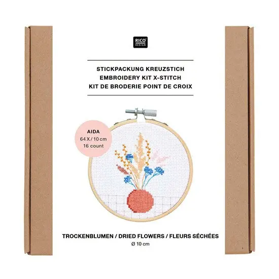 X-Stitch Dried Flowers Embroidery Kit – Beginner-Friendly Cross-Stitch Set 1