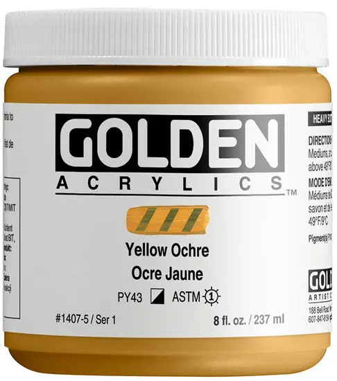 Yellow Ochre High-Flow Acrylic – 8 Oz, Series 1 1