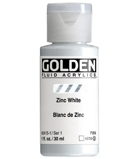 Zinc White Acrylic Fluid Paint, Series 1, 1 Oz (30Ml) 1