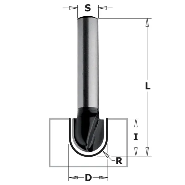 Cmt 81411 Round Nose Router Bit — 3/8" Dia., 3/16" Radius, 1/4" Shank 1