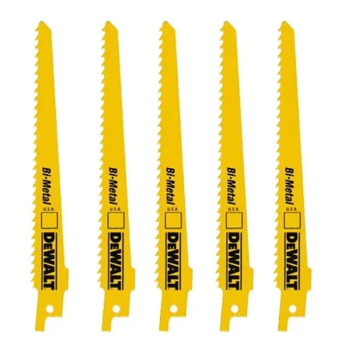 Dewalt Dw4801 Bi-Metal Reciprocating Saw Blades – 6" Length, 3Tpi, 5-Pack 1