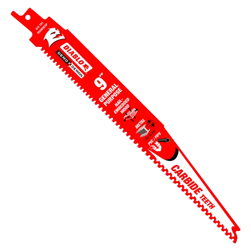 Diablo Demo Demon Reciprocating Saw Blades – 9" Length, 6–9 Tpi Carbide-Tipped, 3-Pack 1