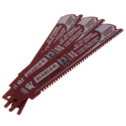 Diablo Steel Demon Reciprocating Saw Blades – 6-Inch, 8 Tpi Carbide Teeth For Heavy-Duty Metal (3-Pack) 1