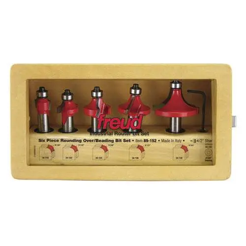Freud 5-Piece Round Over & Beading Router Bit Set – 1/2" Shank 1