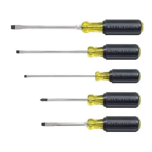 Klein 5-Piece Cushion-Grip Screwdriver Set – Ergonomic Handles, Precision Tips (85075) 1
