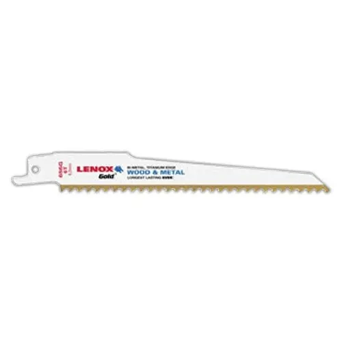 Lenox Gold Power Arc Reciprocating Saw Blades – 6" X 6 Tpi, Nail-Equipped Wood Cutting, 5-Pack 1