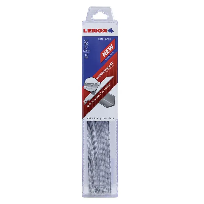 Lenox Power Blast Bi-Metal Reciprocating Saw Blades – 8-Inch, 18 Tpi, Optimized For Metal Cutting (25-Pack) 1