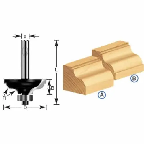 Timberline 450-72 Ogee Fillet Molding, 1-5/8-Inch Diameter, Wood Trim Profile 1